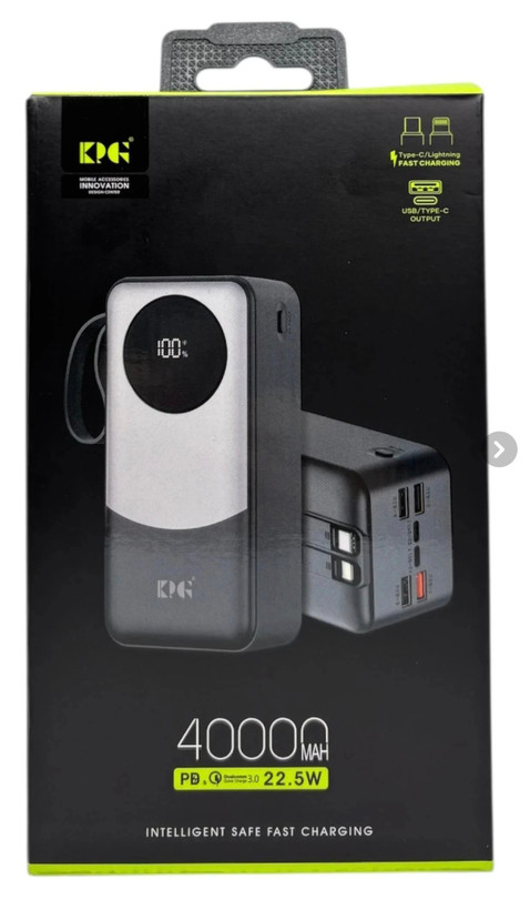 پاوربانک KPG-402 ظرفیت 40000 میلیآمپر 22.5 وات فست شارژ