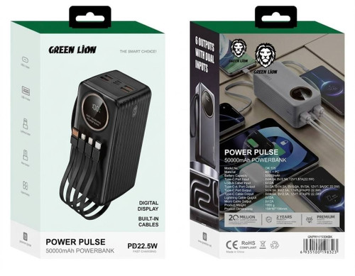 پاوربانک 50000 میلی آمپر گرین لاین Power Pulse مدل CK-105 با شارژ سریع 22.5W